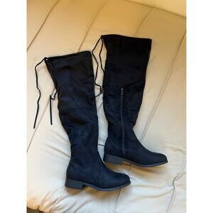 Women's Black Suede Over The Knee Boots Size 7